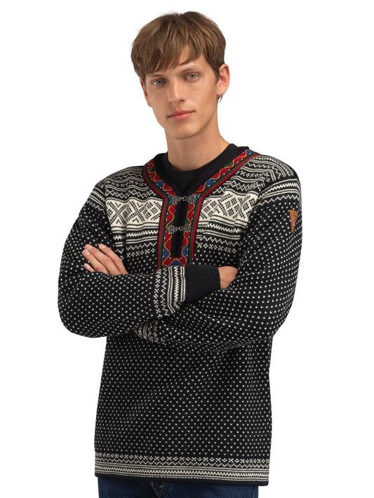 Setesdal Unisex Sweater - Norwegian Wool BLACK OFFWHITE