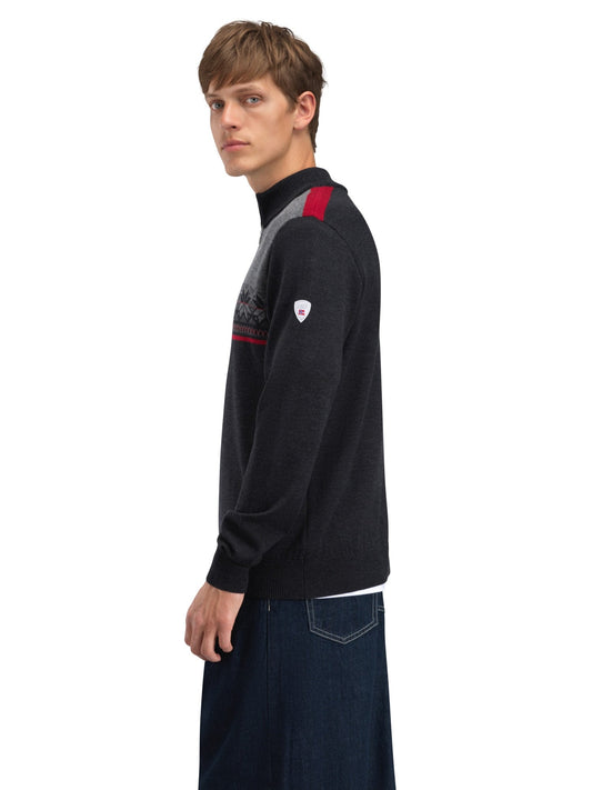 Liberg Masc Sweater Darkcharcoal Smoke Redrose