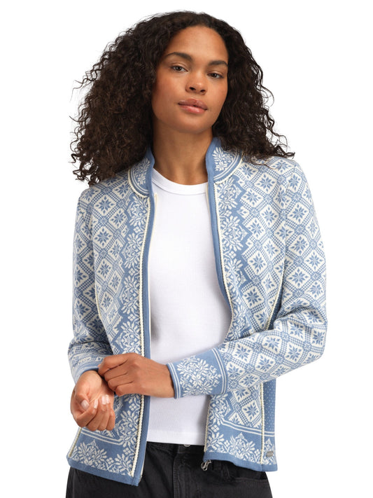 Christiania Women's Jacket - Merino Wool BlueShadow OffWhite