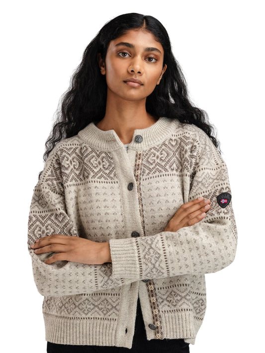 Hannah Fem. Cardigan Birch Vanillasugar Nutmeg