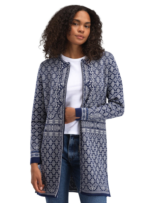 Ingeborg Women’s Jacket - Merino ELECTRICSTORM OFFWHITE BLUE