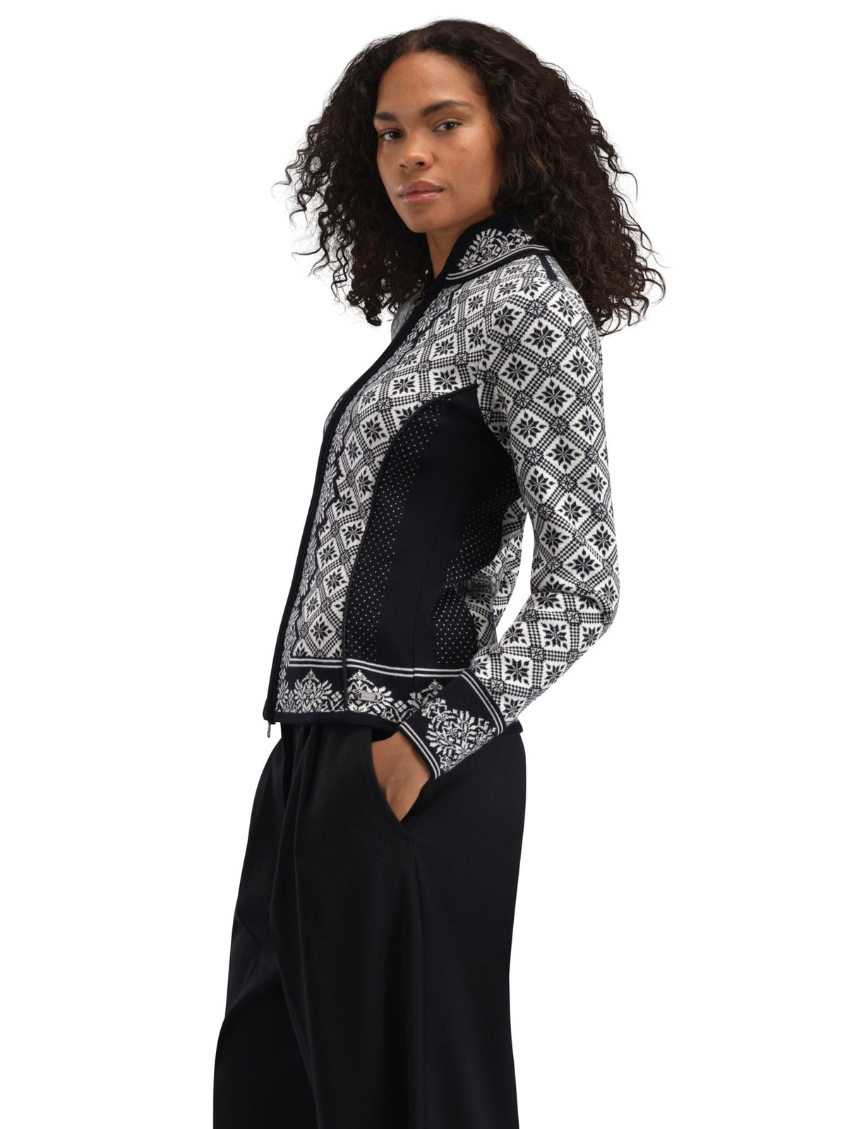Christiania Women's Jacket - Merino Wool Black Off-white