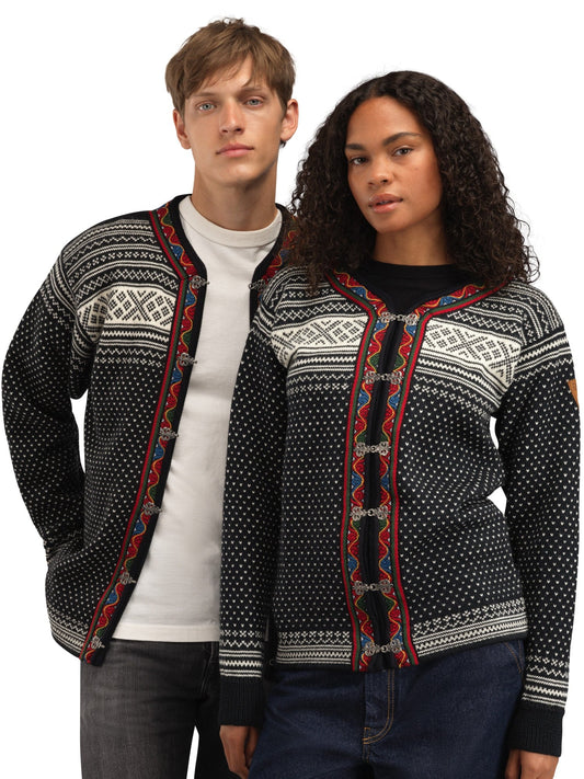 Setesdal Unisex Jacket - Norwegian Wool  BLACK OFFWHITE