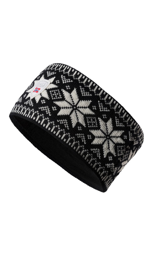 Garmisch Headband - Merino Wool Black Off white Dark charc