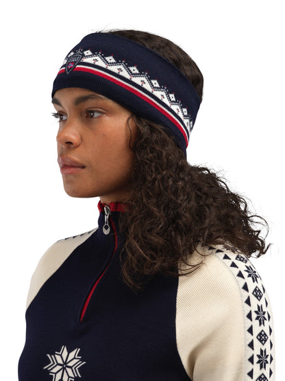 Moritz Headband - Merino Wool Navy Raspberry offwhite