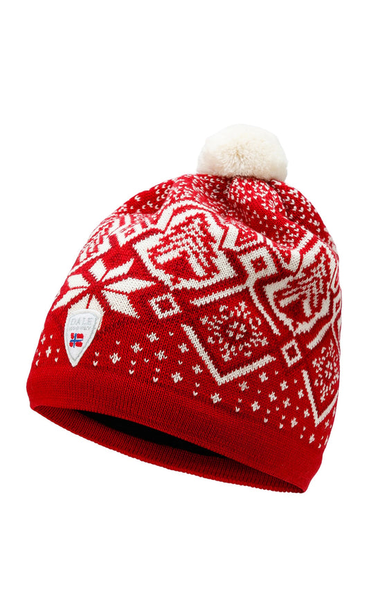 Winterland unisex merino wool hat  Raspberry Offwhite Redrose