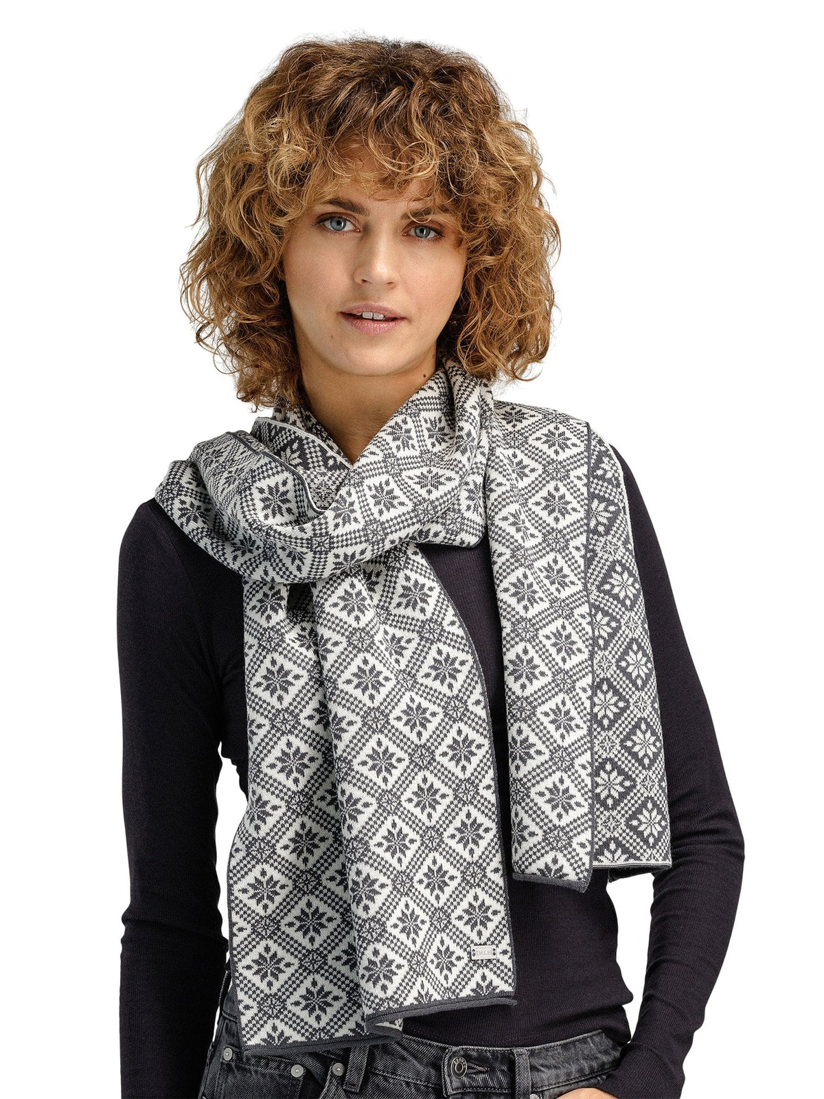 Christiania Women's Scarf - Merino Wool Grey Offwhite