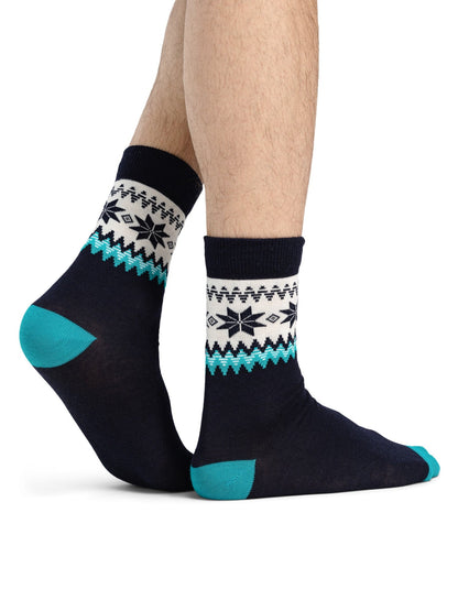 Myking sock Navy Turquoise Offwhite
