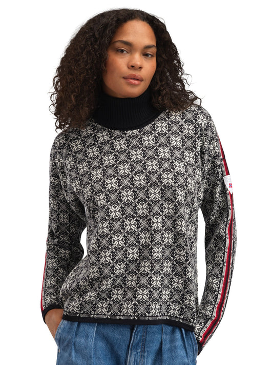 Firda Women’s Sweater - Merino Wool BLACK OFF WHITE