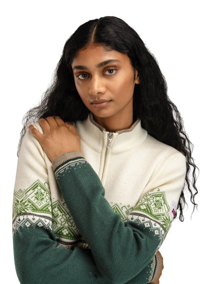 Moritz Fem Sweater Pinegreen Offwhite Springgreen