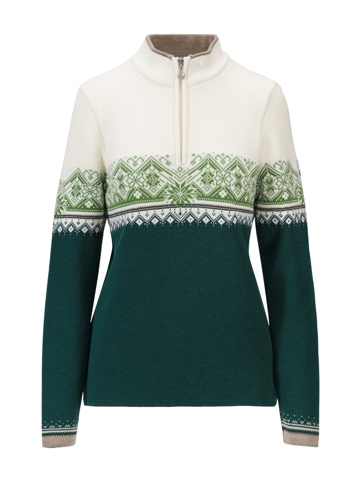 Moritz Fem Sweater Pinegreen Offwhite Springgreen