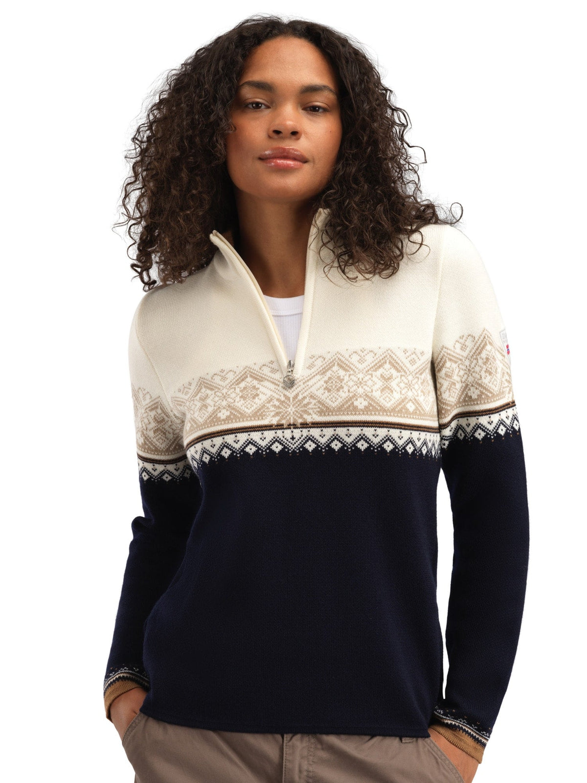 Moritz Women’s Sweater - Merino Wool NAVY BRONZE BEIGE OFFWHITE