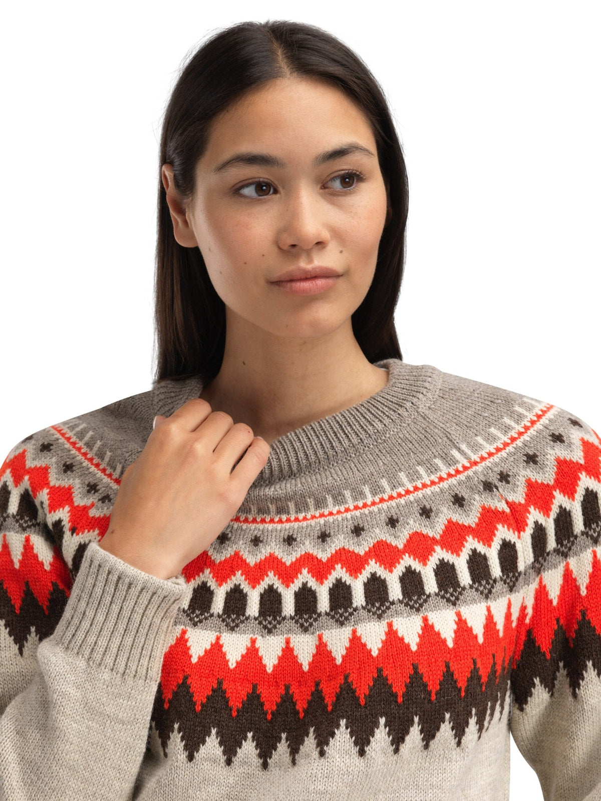 Losna Women's Sweater Birch Melange Coffee Roth Red