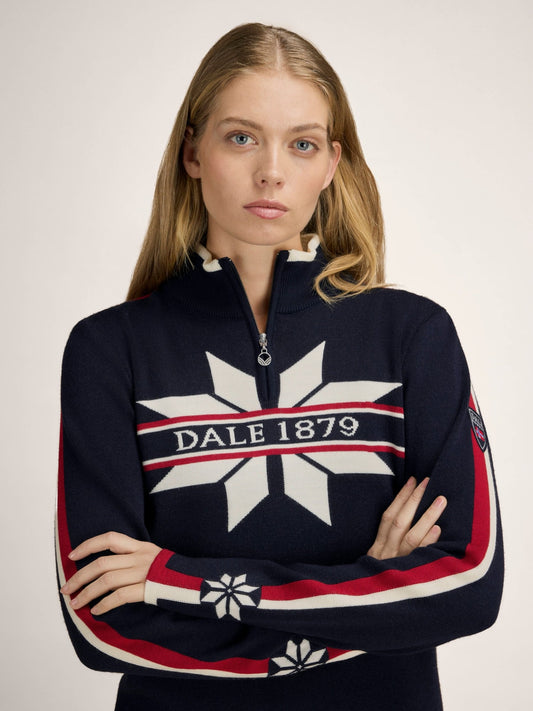 Nåle Feminine Sweater Navy Offwhite Red Rose