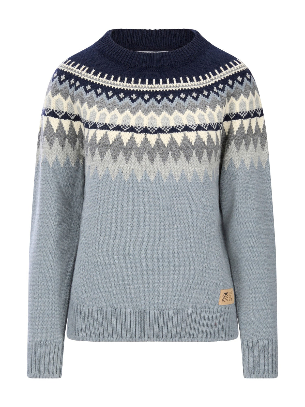 Losna Women's Sweater Mid Blue Melange Light Charcoal Off White