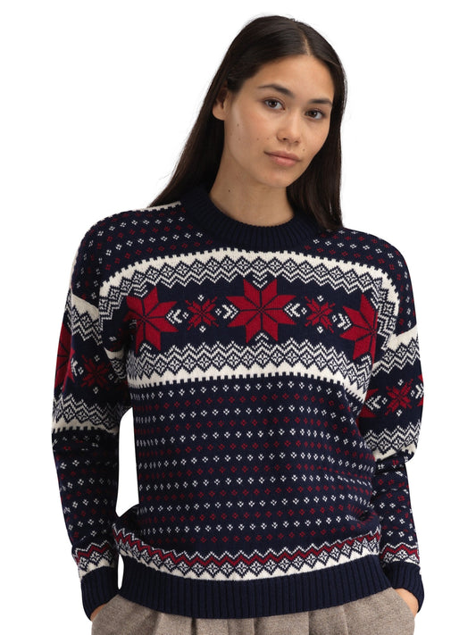 Egersund Women's sweater Navy Off White Red Rose
