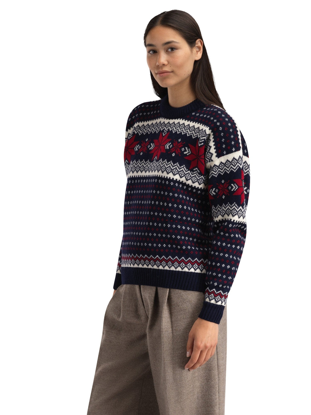 Egersund Women's sweater Navy Off White Red Rose