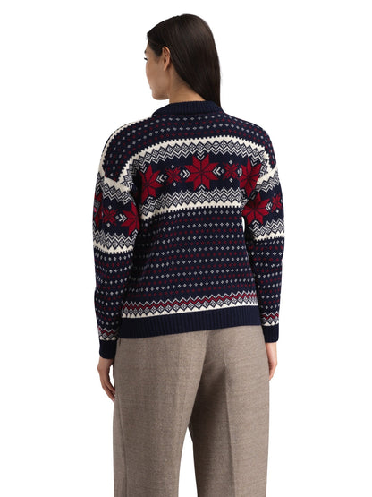 Egersund Women's sweater Navy Off White Red Rose