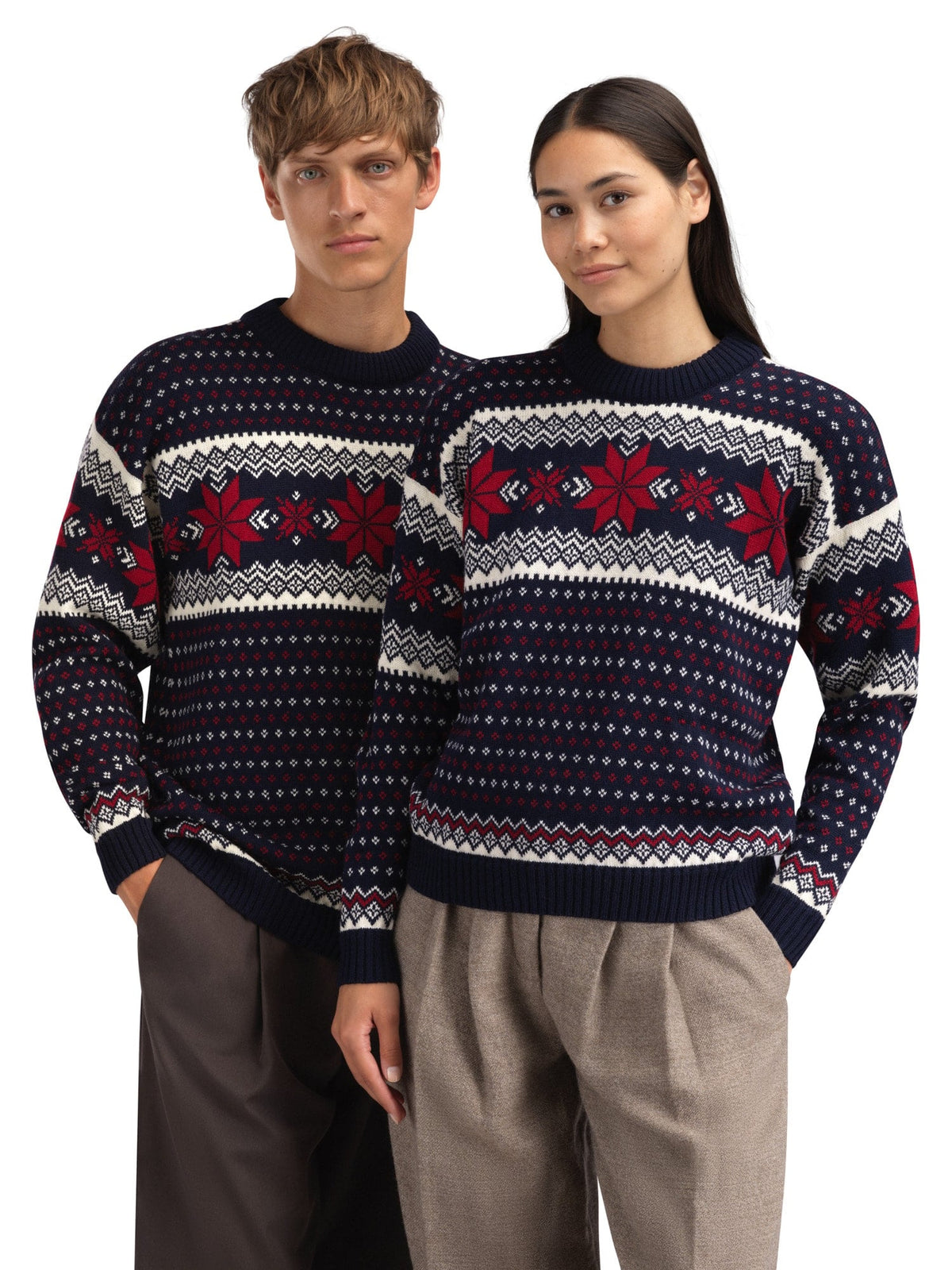 Egersund Women's sweater Navy Off White Red Rose