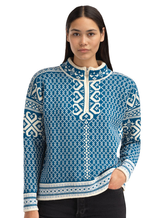 Leknes Women's Sweater Arctic Blue Off White Navy