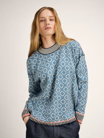 Langøy Fem Sweater Arctic Blue Offwhite