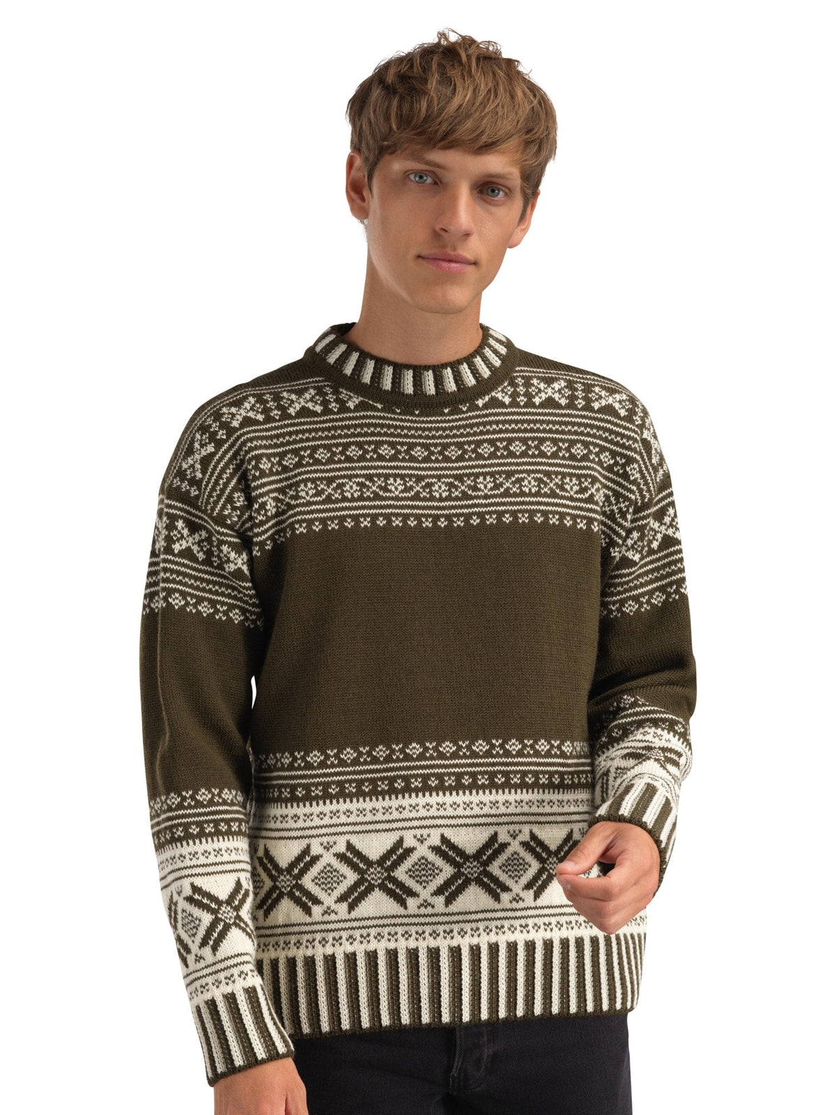 Torridal Men's Sweater Army Green Off White