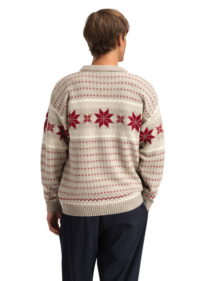 Egersund Men's sweater Sand Mel. Off White Red Rose