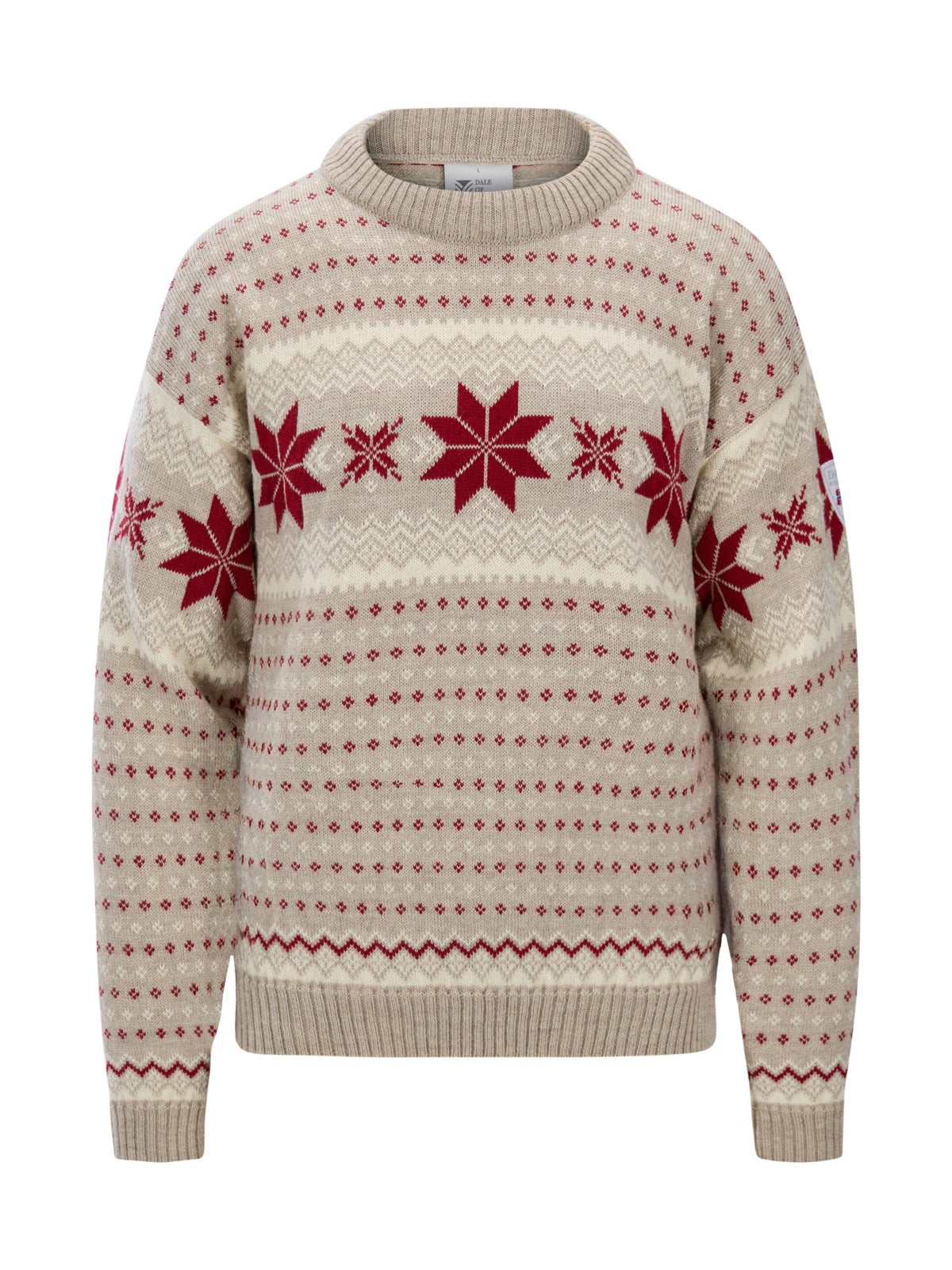 Egersund Men's sweater Sand Mel. Off White Red Rose