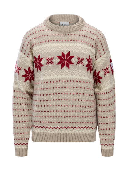 Egersund Men's sweater Sand Mel. Off White Red Rose