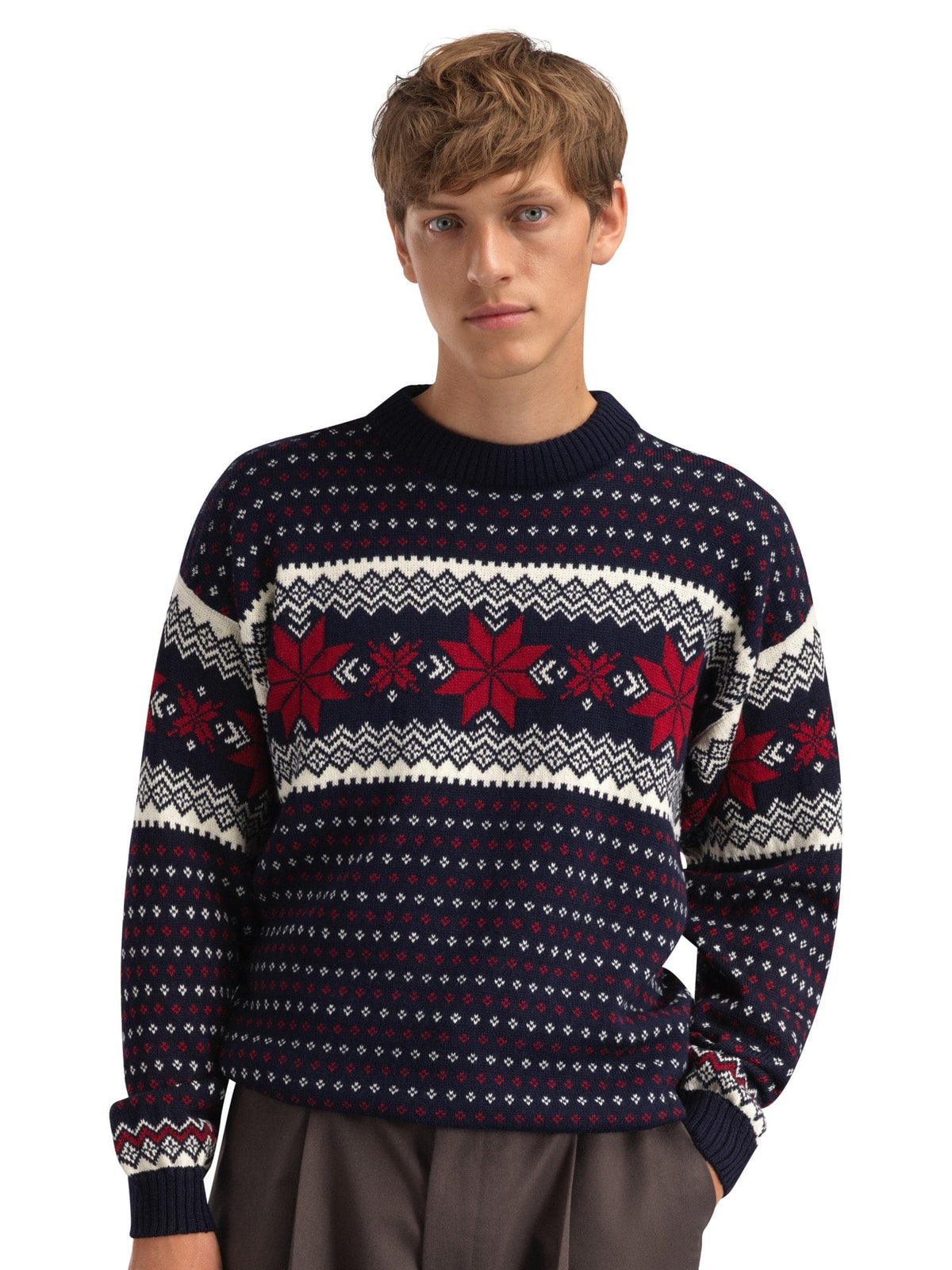 Egersund Men's sweater Navy Off White Red Rose