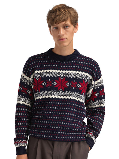 Egersund Men's sweater Navy Off White Red Rose