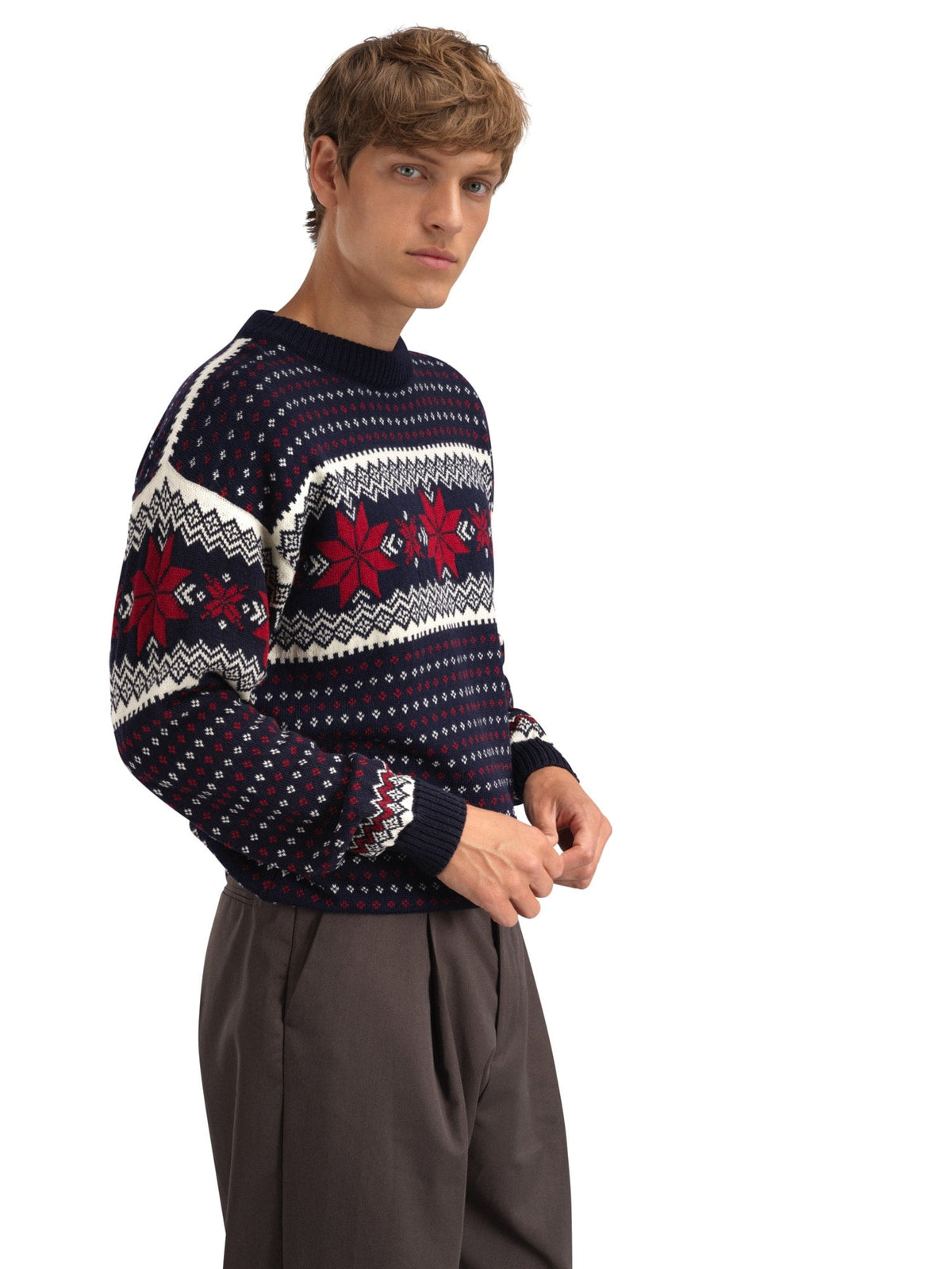 Egersund Men's sweater Navy Off White Red Rose