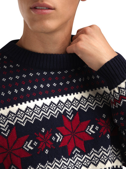 Egersund Men's sweater Navy Off White Red Rose