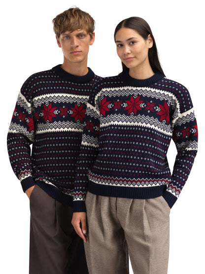 Egersund Men's sweater Navy Off White Red Rose