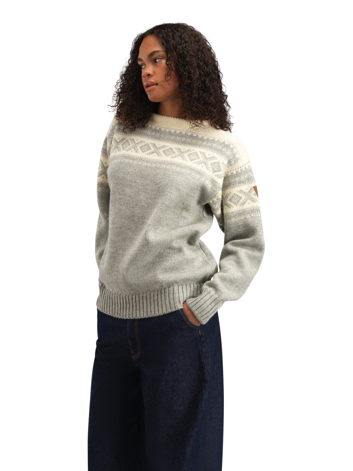 Cortina 1956 Unisex Sweater - Norwegian Wool Light Charcoal Mel Off-white