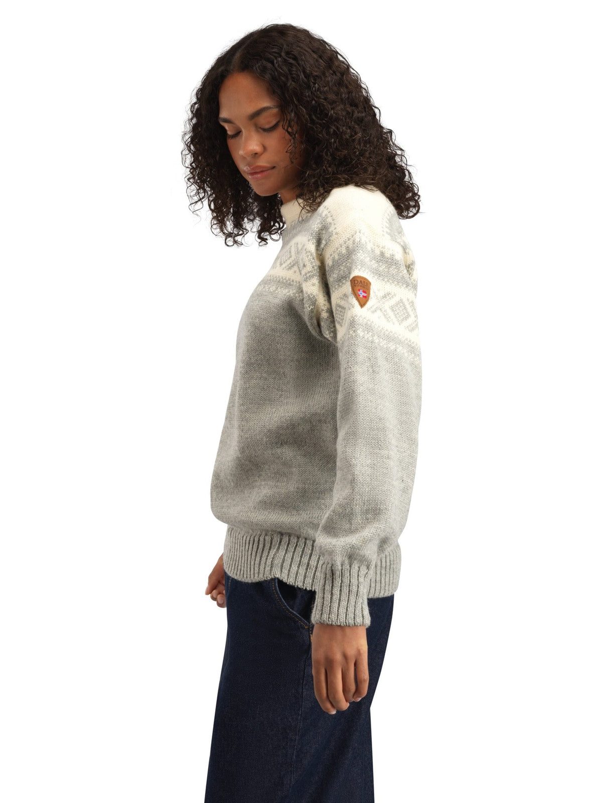 Cortina 1956 Unisex Sweater - Norwegian Wool Light Charcoal Mel Off-white