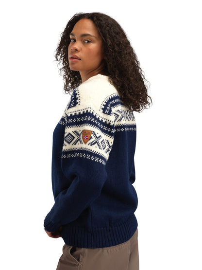 Cortina 1956 Unisex Sweater - Norwegian Wool Navy Off-white