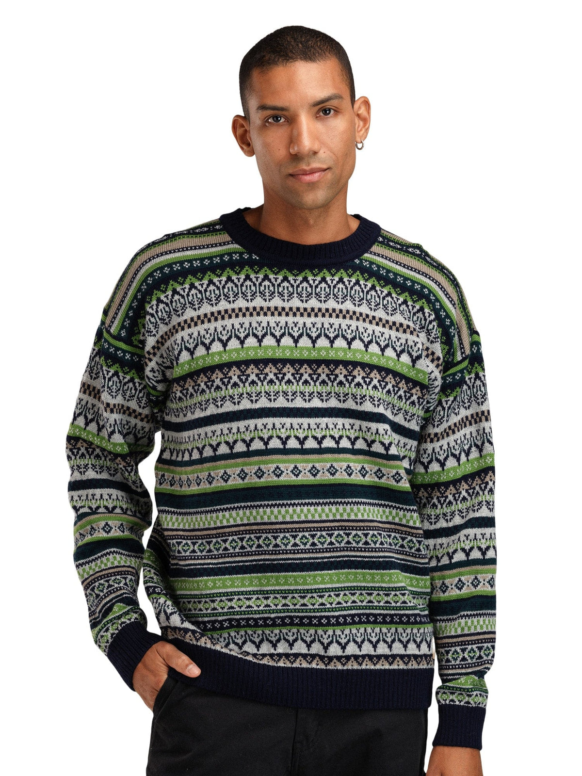 Utsira Masc Sweater Marine Pinegreen Lightcharcoal