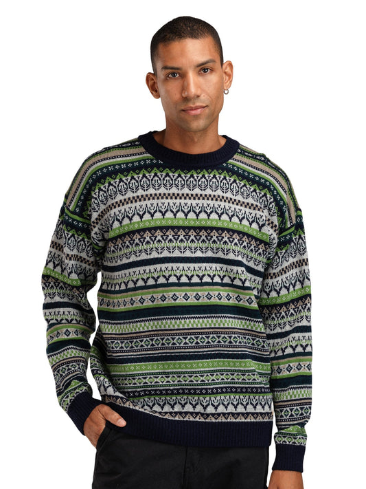Utsira Masc Sweater Marine Pinegreen Lightcharcoal