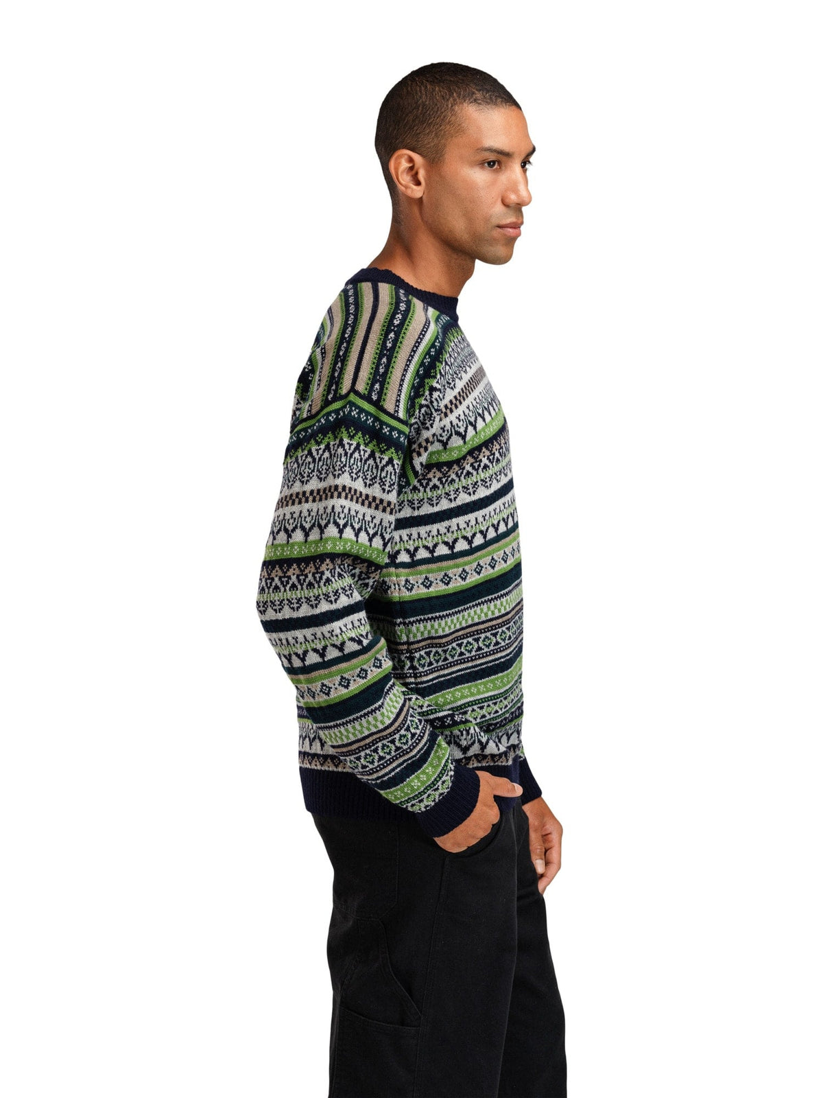Utsira Masc Sweater Marine Pinegreen Lightcharcoal