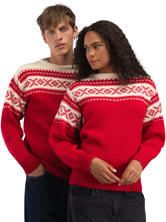 Cortina 1956 Unisex Sweater - Norwegian Wool Raspberry Off-white