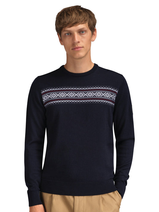 Sverre Masc Sweater Dark Navy white raspberry