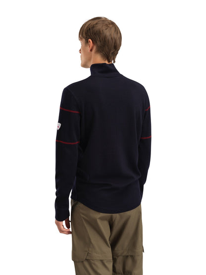 Moritz Basic Men’s Sweater - Superfine Merino Navy White Raspberry
