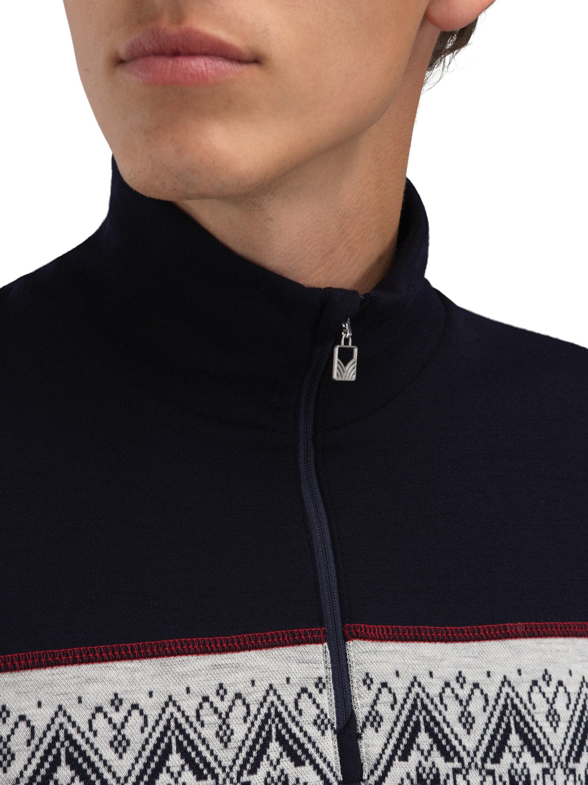 Moritz Basic Men’s Sweater - Superfine Merino Navy White Raspberry