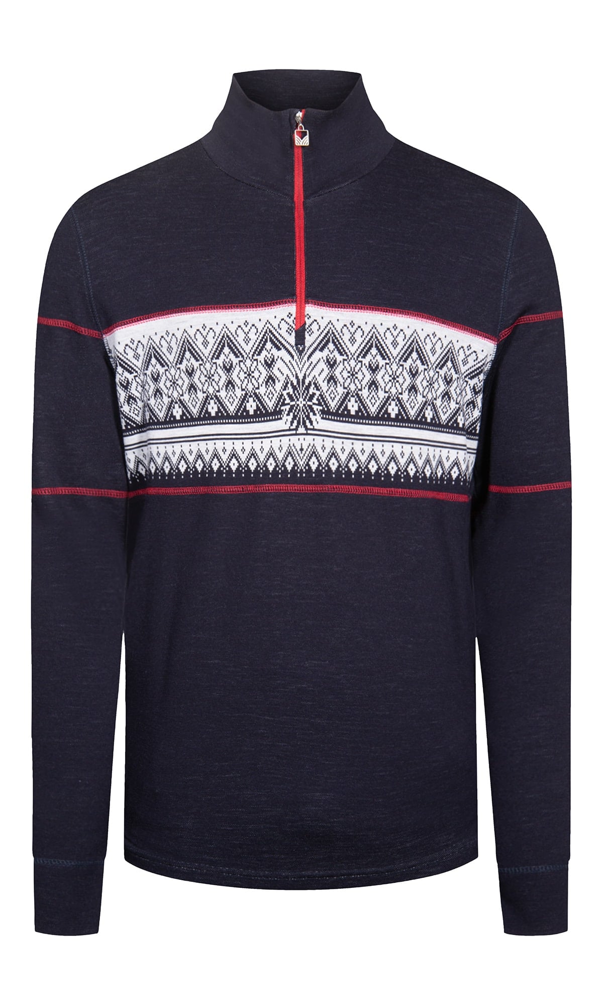 Moritz Basic Men’s Sweater - Superfine Merino Navy White Raspberry