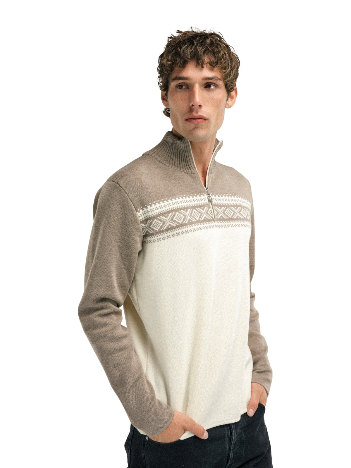 Dalestølen masc sweater Mountainstone Offwhite