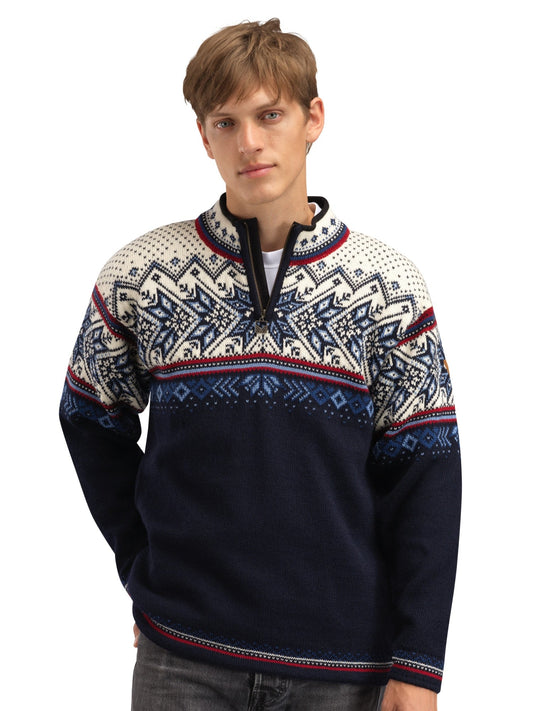 Vail Masc Sweater Midnightnavy Redrose Offwhite