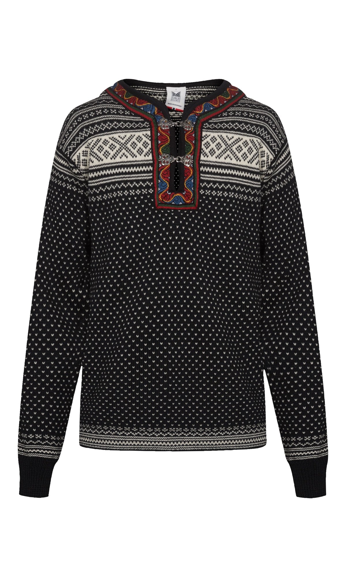 Setesdal Unisex Sweater - Norwegian Wool BLACK OFFWHITE