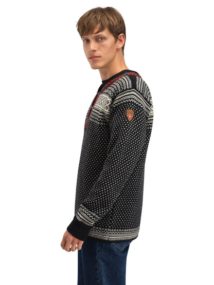 Setesdal Unisex Sweater - Norwegian Wool BLACK OFFWHITE