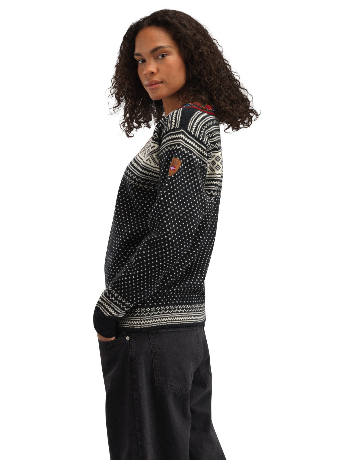 Setesdal Unisex Sweater - Norwegian Wool BLACK OFFWHITE